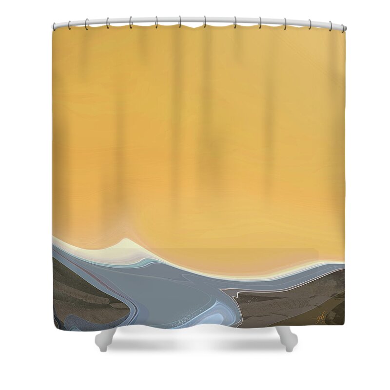 Abstract Shower Curtain featuring the digital art Retreat by Gina Harrison