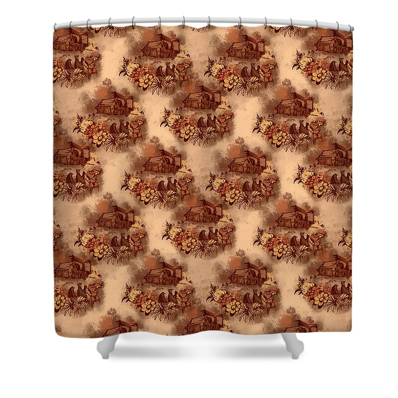 Couch Shower Curtain featuring the drawing Retro Couch by Ludwig Van Bacon