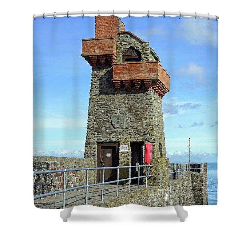 Bright Shower Curtain featuring the photograph Rhenish Tower and Quay - Lynmouth - Devon by Rod Johnson