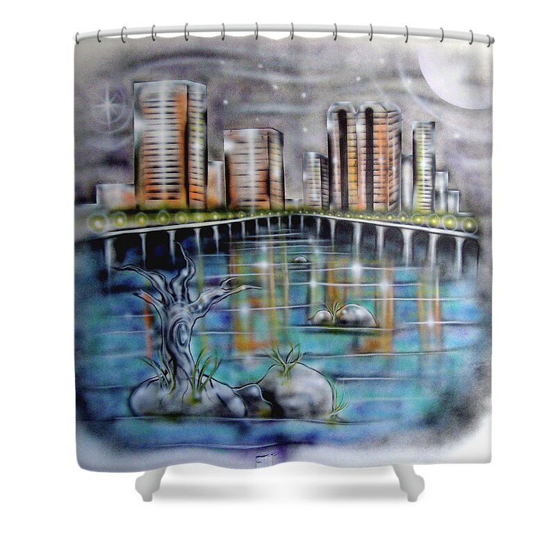 Richmond Shower Curtain featuring the painting Richmond Va by Leigh Odom