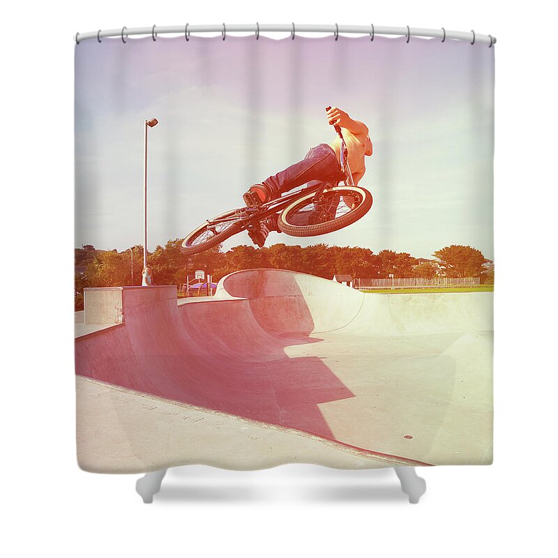 Shadow Shower Curtain featuring the photograph Rider 3c by Mark Leary