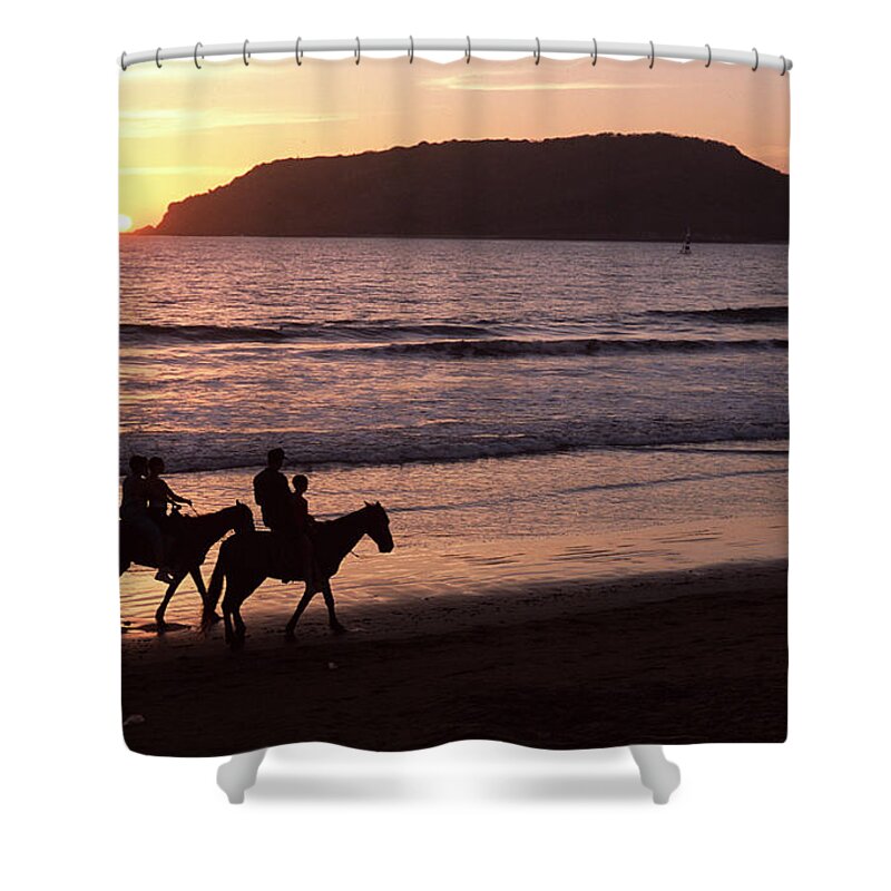 Horse Shower Curtain featuring the photograph Riding Horses On The Beach, Mexico by James Gritz