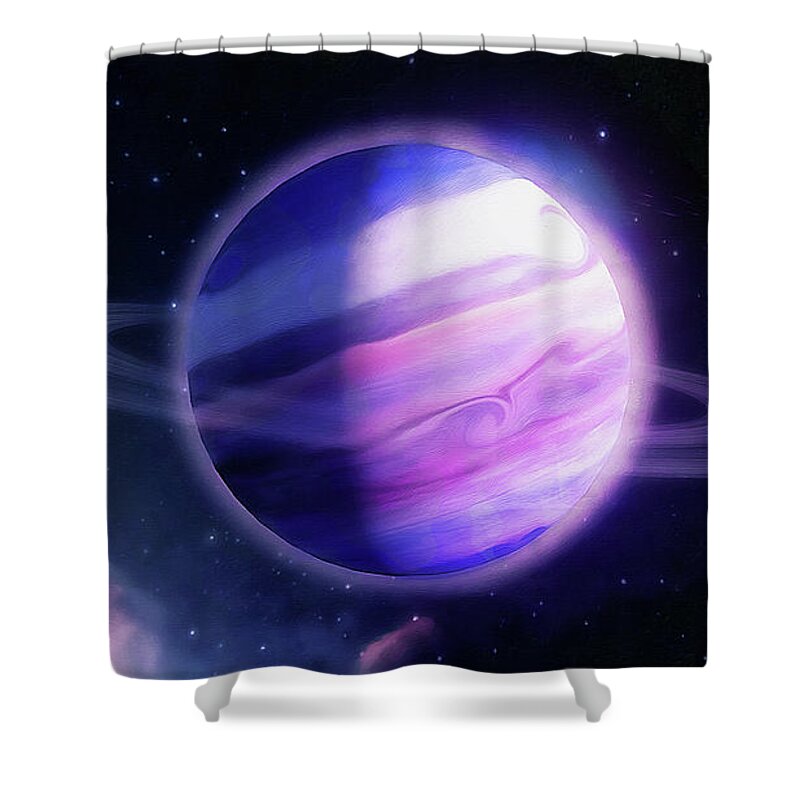Ring World Shower Curtain featuring the painting Ring Worlds - 07 by AM FineArtPrints