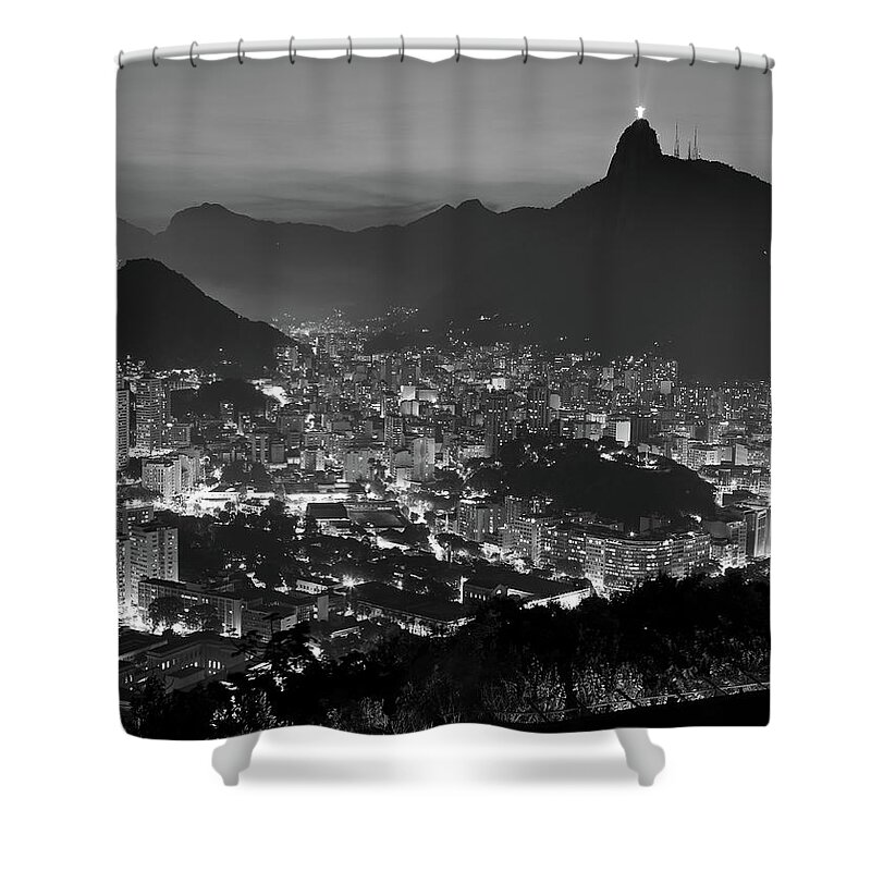 Tranquility Shower Curtain featuring the photograph Rio De Janeiro Night Lights by Rodrigo Pessoa©