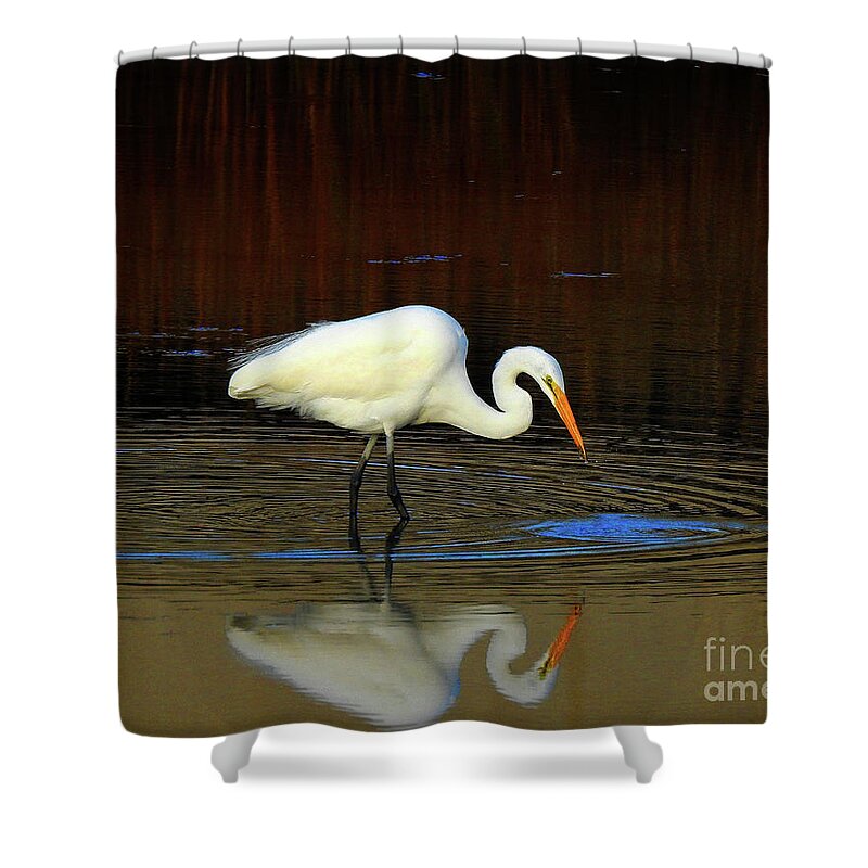 Egret Shower Curtain featuring the photograph Rippled Reflections by Scott Cameron