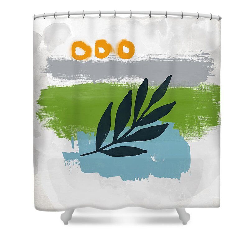 Leaf Shower Curtain featuring the mixed media Rising With The Sun 3- Art by Linda Woods by Linda Woods