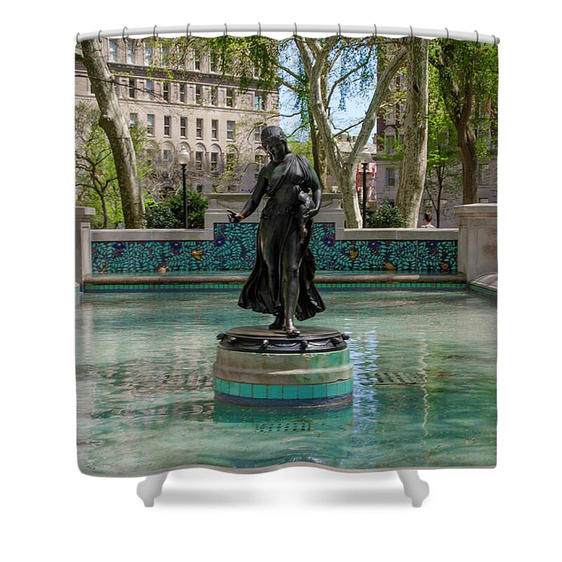 Rittenhouse Shower Curtain featuring the photograph Rittenhouse Square in Spring - Duck Girl by Bill Cannon