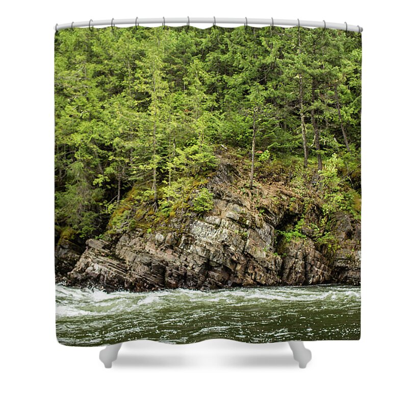 River Shower Curtain featuring the photograph River with trees by Julieta Belmont