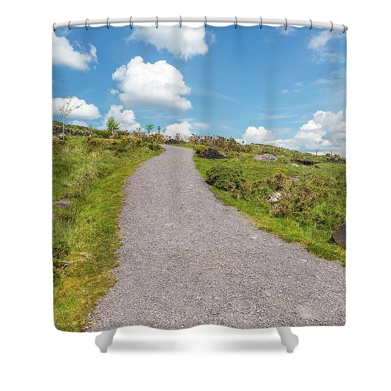 Estock Shower Curtain featuring the digital art Road In Beara Peninsula, Ireland by Sebastian Wasek
