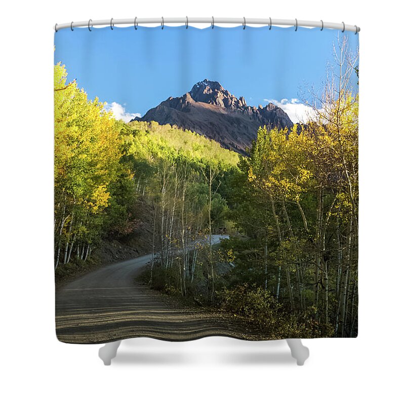County Road 7 Shower Curtain featuring the photograph Road to Sneffels  by Joe Kopp