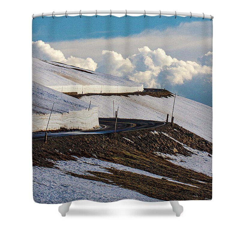 Alhann Shower Curtain featuring the photograph Road To The Clouds by Al Hann