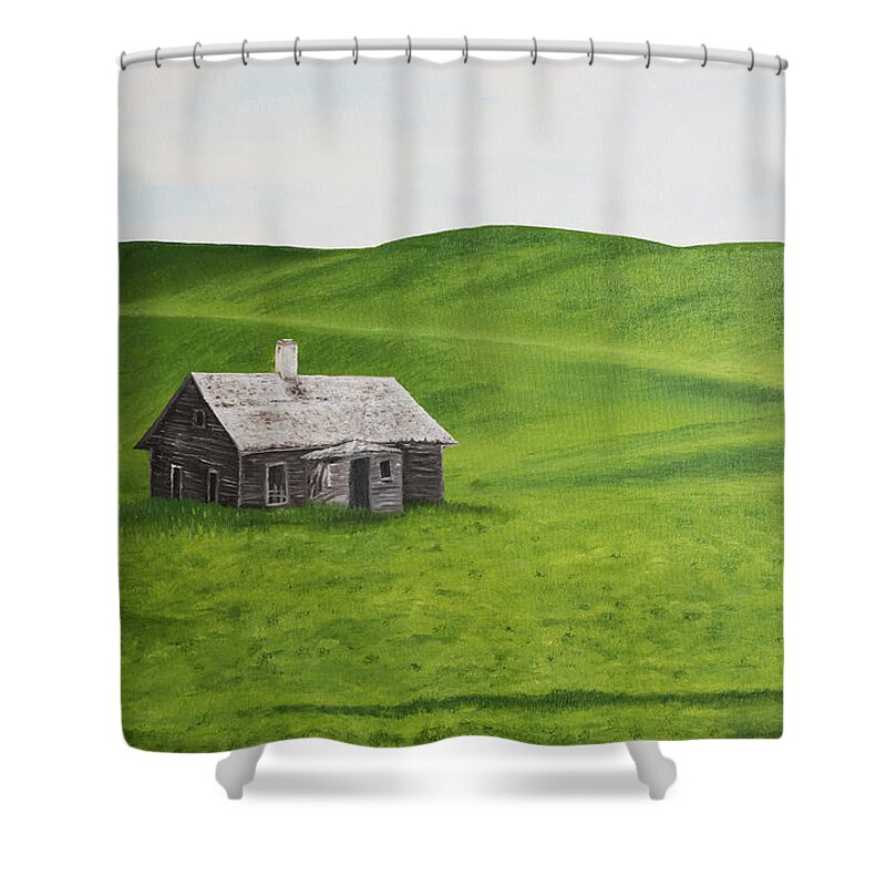 Landscape Shower Curtain featuring the painting Roads Forgotten by Gabrielle Munoz