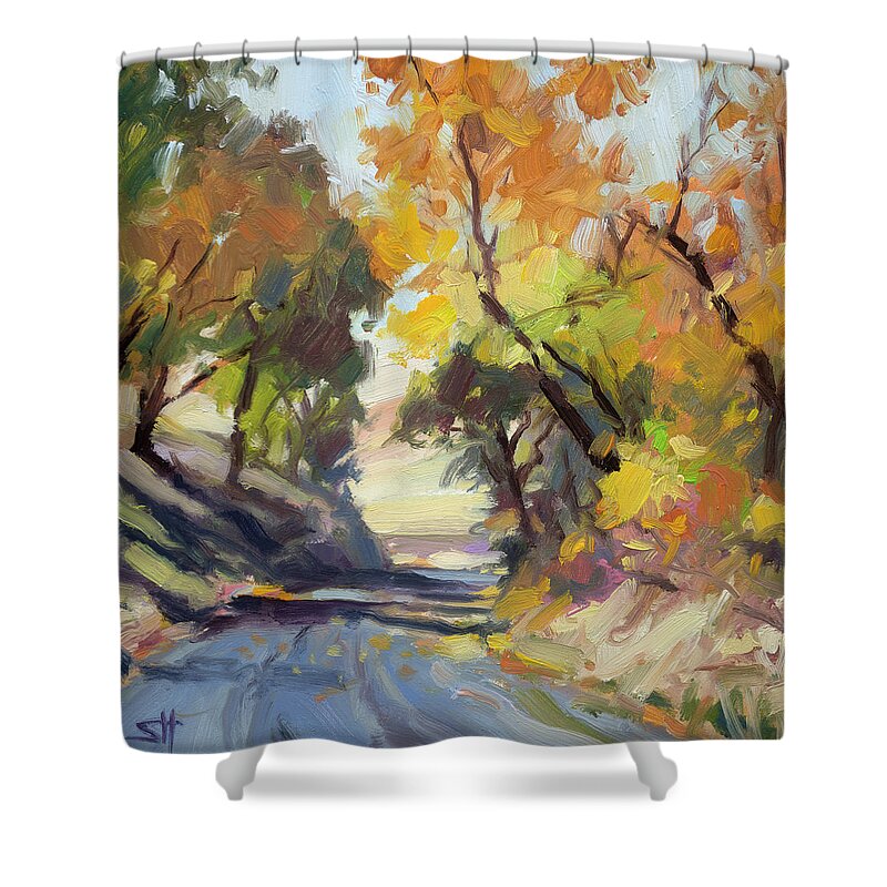 Autumn Shower Curtain featuring the painting Roadside Attraction by Steve Henderson
