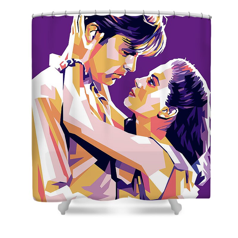 Robert Shower Curtain featuring the digital art Robert Wagner and Natalie Wood by Stars on Art