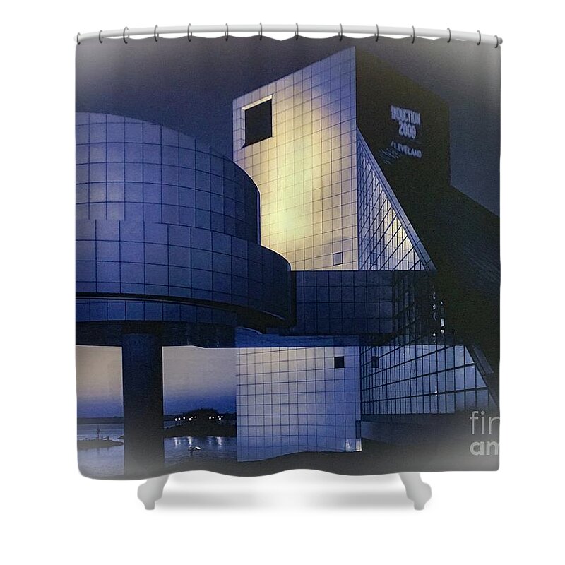 Rock And Roll Hall Of Fame Shower Curtain featuring the photograph Rock and Roll Hall of Fame by Alice Terrill