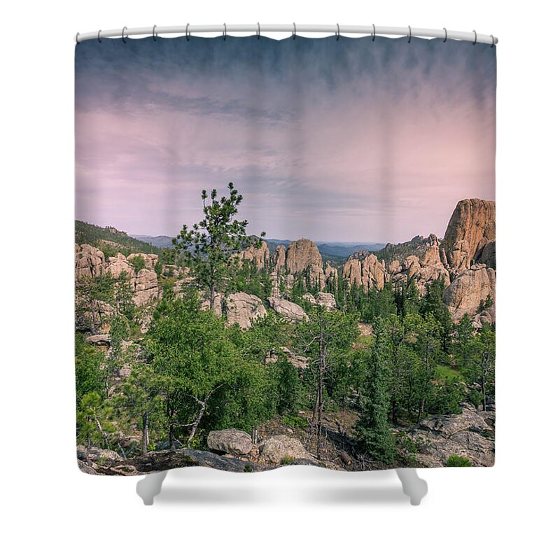 Rock Scaling Shower Curtain featuring the photograph Rock Scaling Black Hills by Chris Spencer