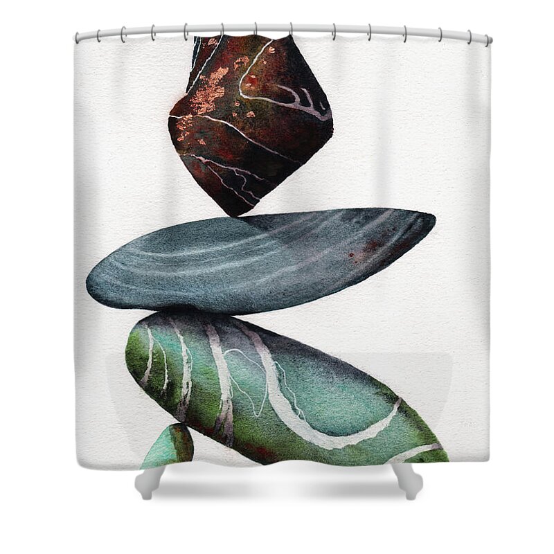 Rocks Shower Curtain featuring the painting Rock Steady by Peter Williams