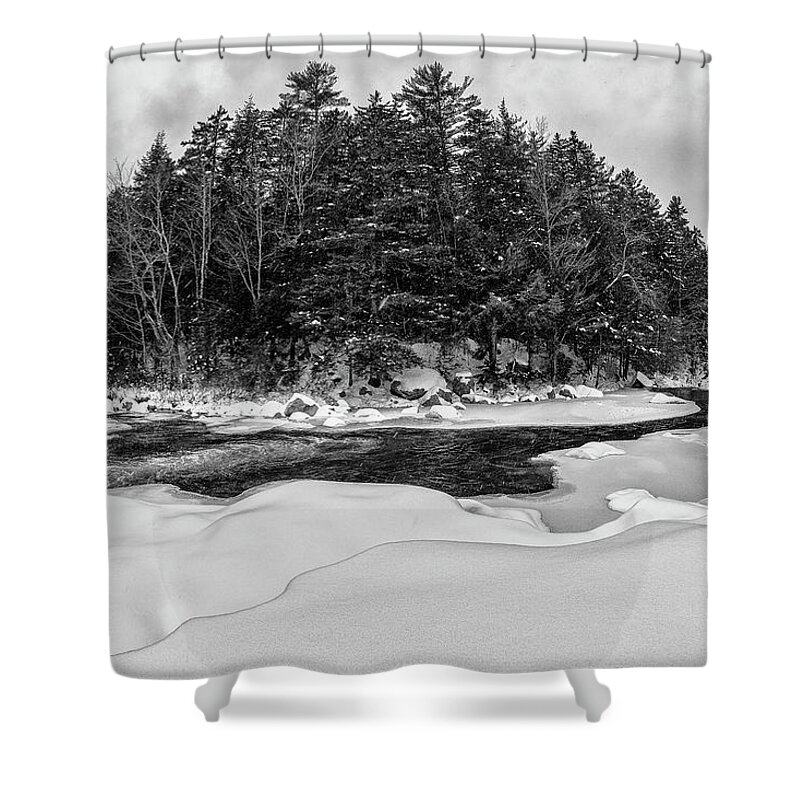 Rocky Gorge N H Shower Curtain featuring the photograph Rocky Gorge N H, River Bend 1 by Michael Hubley
