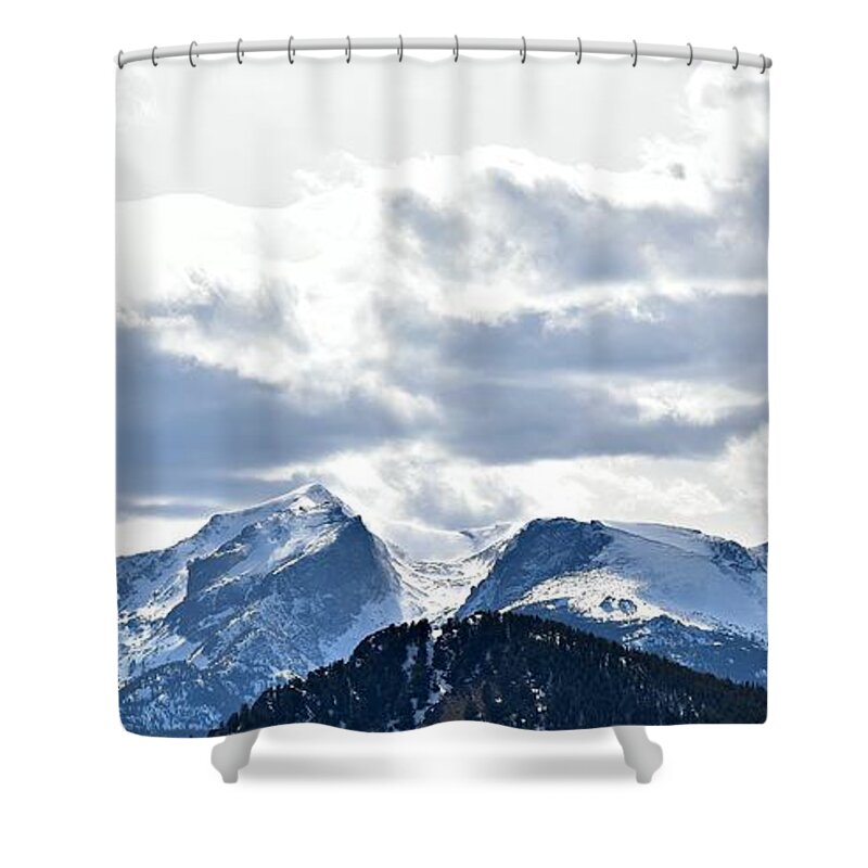 Rocky Mountains Shower Curtain featuring the photograph Rocky Mountain Peaks by Dorrene BrownButterfield