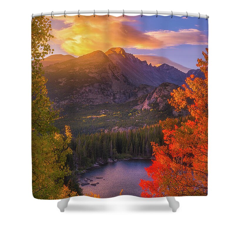 Rocky Mountains Shower Curtain featuring the photograph Rocky Mountain Sunrise by Darren White