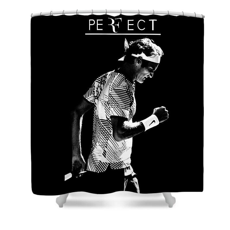 Rf Shower Curtain featuring the digital art Roger Federer by Wafda Langgeng