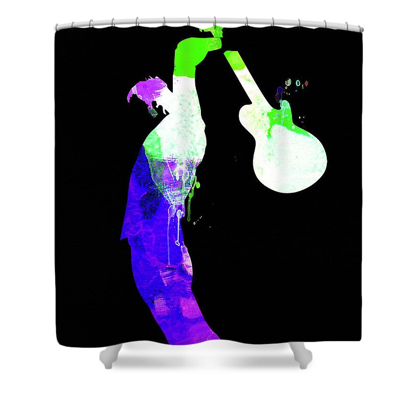 The Who Shower Curtain featuring the mixed media Roger Watercolor II by Naxart Studio