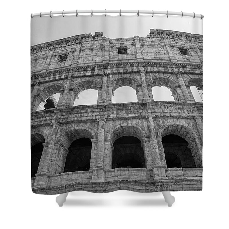 Colosseum Shower Curtain featuring the photograph Roman Colosseum in Black and White by Patricia Caron