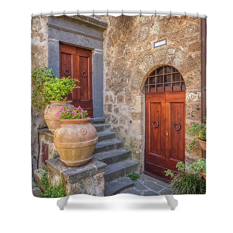 Courtyard Shower Curtain featuring the photograph Romantic Courtyard Of Tuscany by David Letts