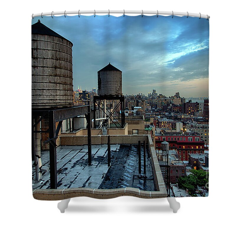 Outdoors Shower Curtain featuring the photograph Rooftop Water Towers, New York City, Usa by Joe Josephs