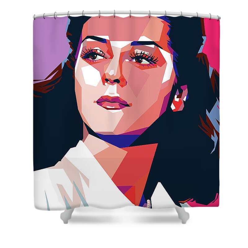 Rosalind Shower Curtain featuring the painting Rosalind Russell by Stars on Art