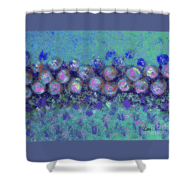 Blue Shower Curtain featuring the painting Roses 1002 by Corinne Carroll