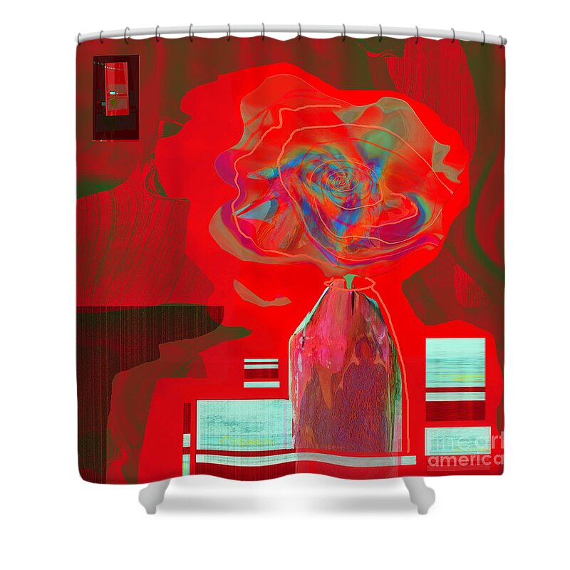 Square Shower Curtain featuring the mixed media Roses are Red by Zsanan Studio