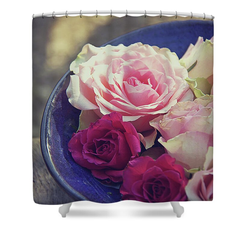 Netherlands Shower Curtain featuring the photograph Roses In A Bowl by Helaine Weide