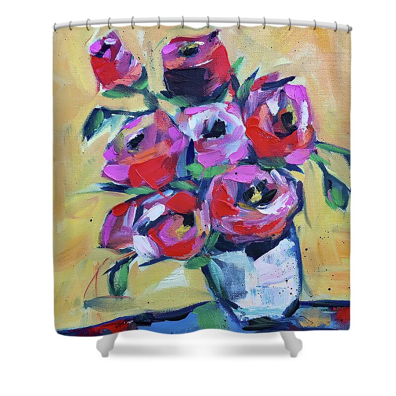 Roses Shower Curtain featuring the painting Roses by Roxy Rich