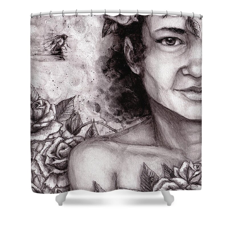 Woman Shower Curtain featuring the drawing Rosie by Shana Rowe Jackson