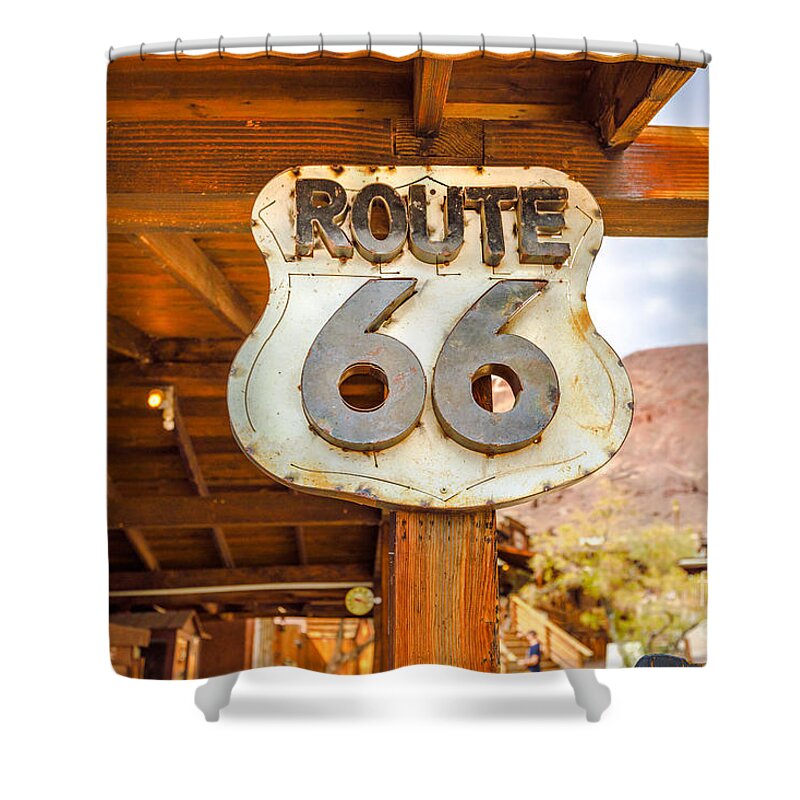 Route 66 Shower Curtain featuring the photograph Route 66 in Calico by Benny Marty