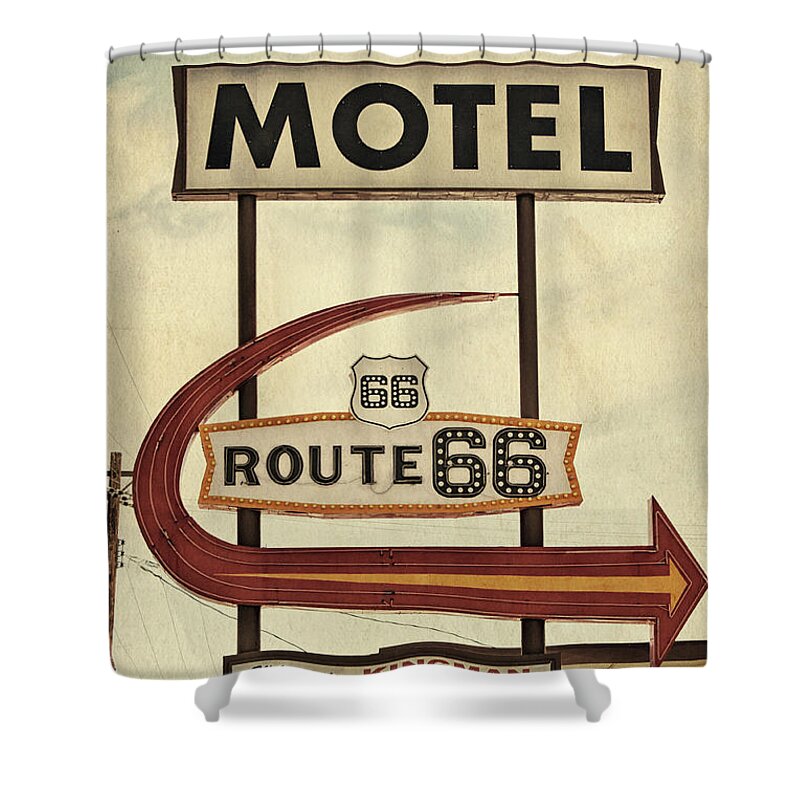 Route 66 Shower Curtain featuring the photograph Route 66 Motel in Kingman, Arizona by Tatiana Travelways