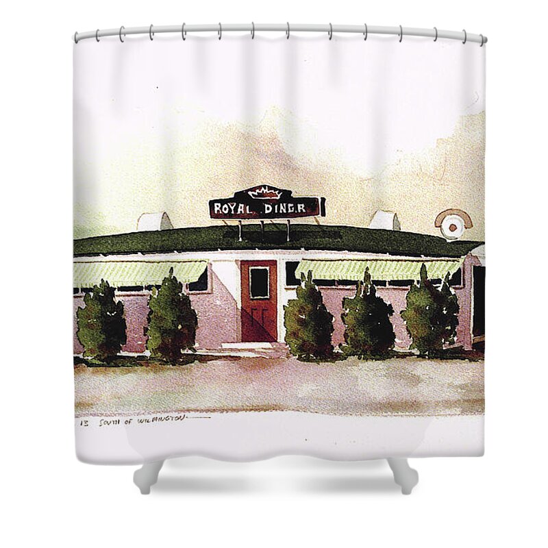 Wilmington Delaware Shower Curtain featuring the painting Royal Diner by William Renzulli