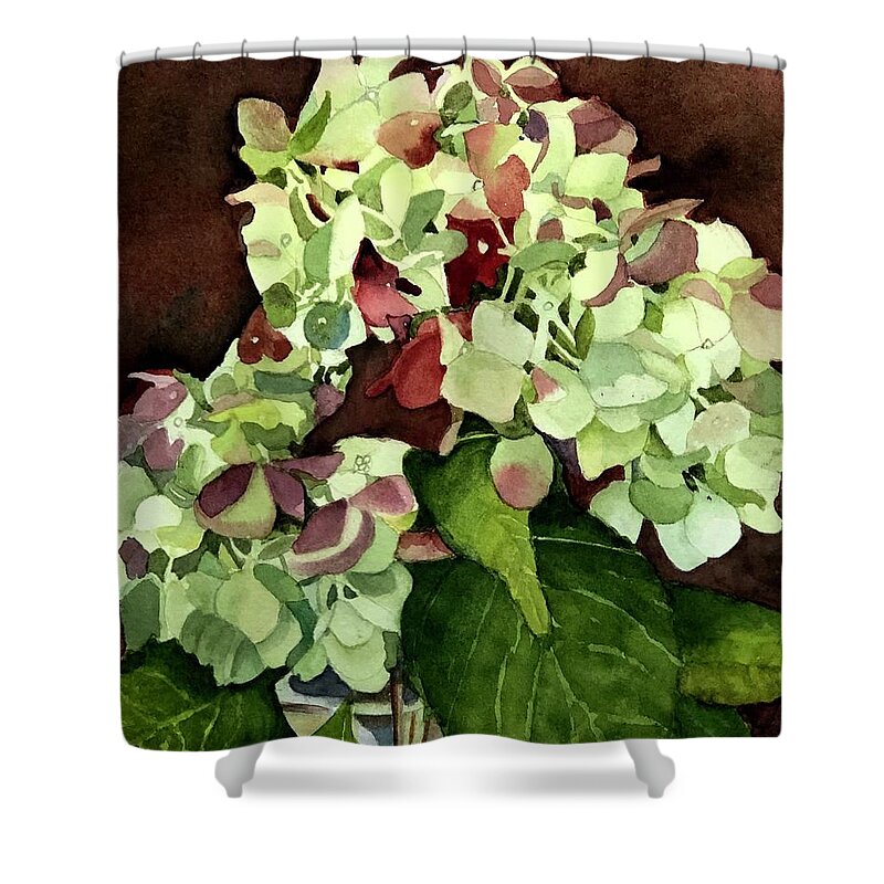 Hydrangea Shower Curtain featuring the painting Royalty by Nicole Curreri