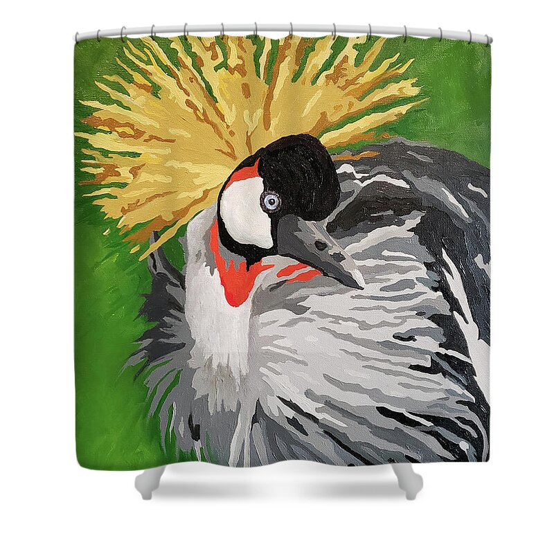 Crane Shower Curtain featuring the painting Royalty Wears A Crown by Cheryl Bowman