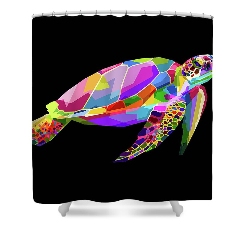 Animal Shower Curtain featuring the painting Rubino Turtle by Tony Rubino