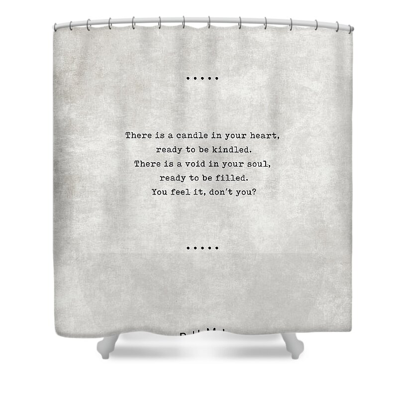Rumi Shower Curtain featuring the mixed media Rumi Quotes 11 - Literary Quotes - Typewriter Quotes - Rumi Poster - Sufi Quotes - Heart and Soul by Studio Grafiikka