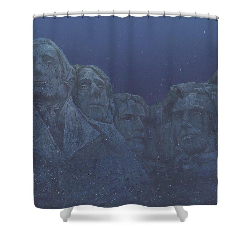 United Shower Curtain featuring the digital art Rushmore airbrush by Andrea Gatti
