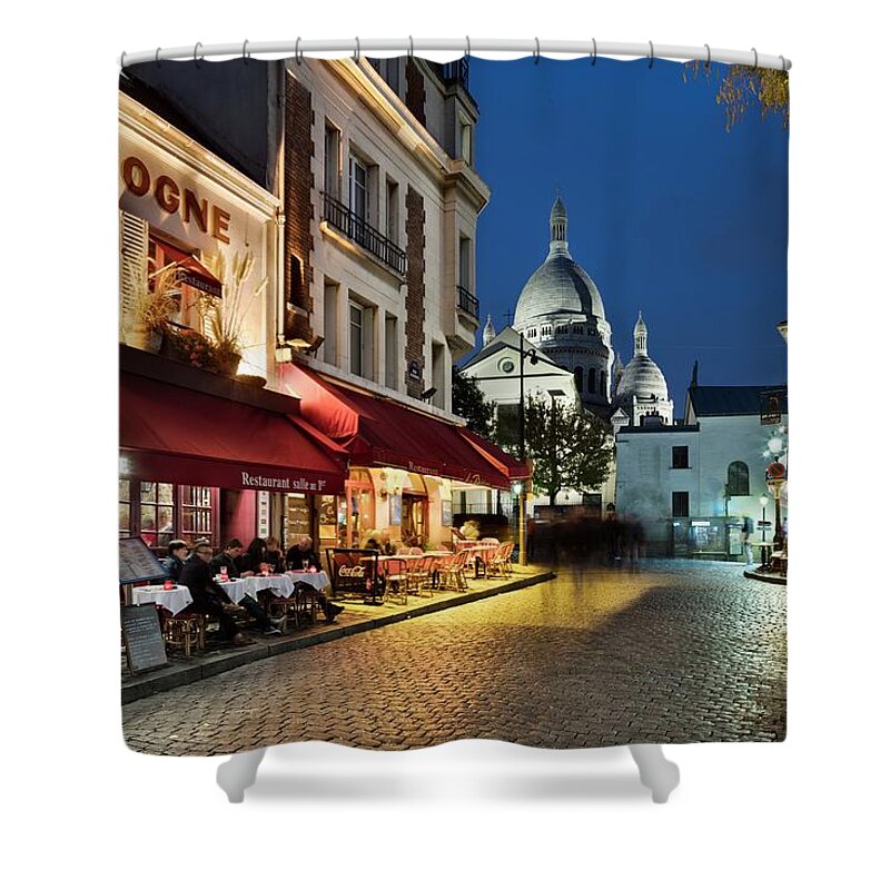 Estock Shower Curtain featuring the digital art Sacre Coeur & Montmartre In Paris by Massimo Ripani
