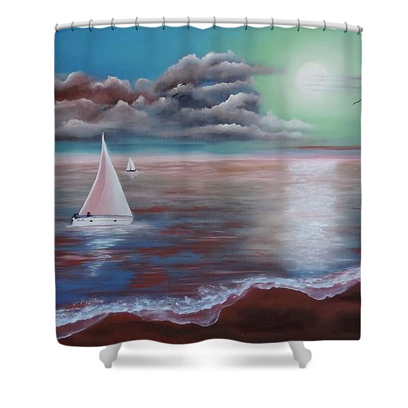 Nature Shower Curtain featuring the painting Sailors Delight by Dianna Lewis