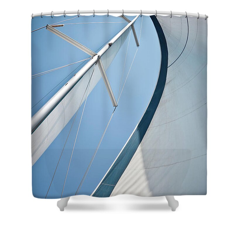 Wind Shower Curtain featuring the photograph Sails Against A Clear Blue Sky by Piccerella