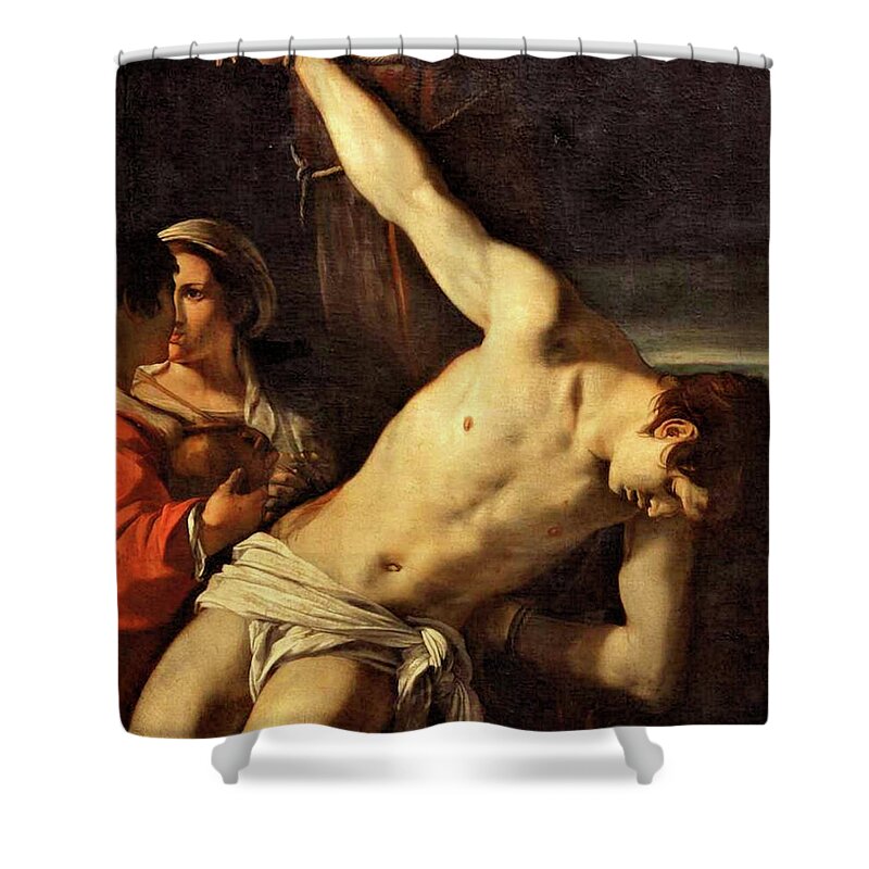 Orazio Gentileschi Shower Curtain featuring the painting Saint Sebastian by Orazio Gentileschi