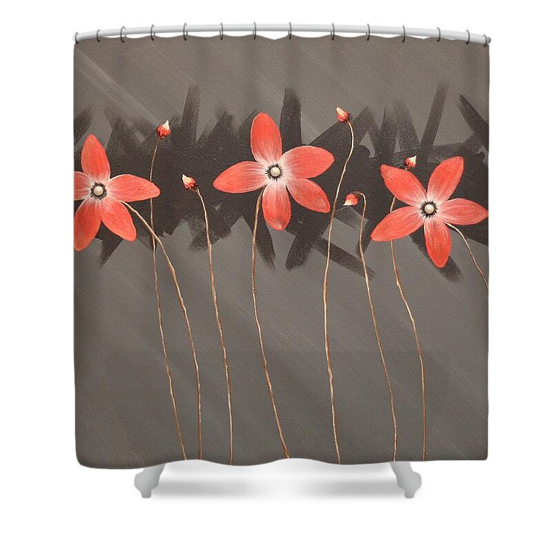 Flowers Shower Curtain featuring the painting Salmon Run by Berlynn