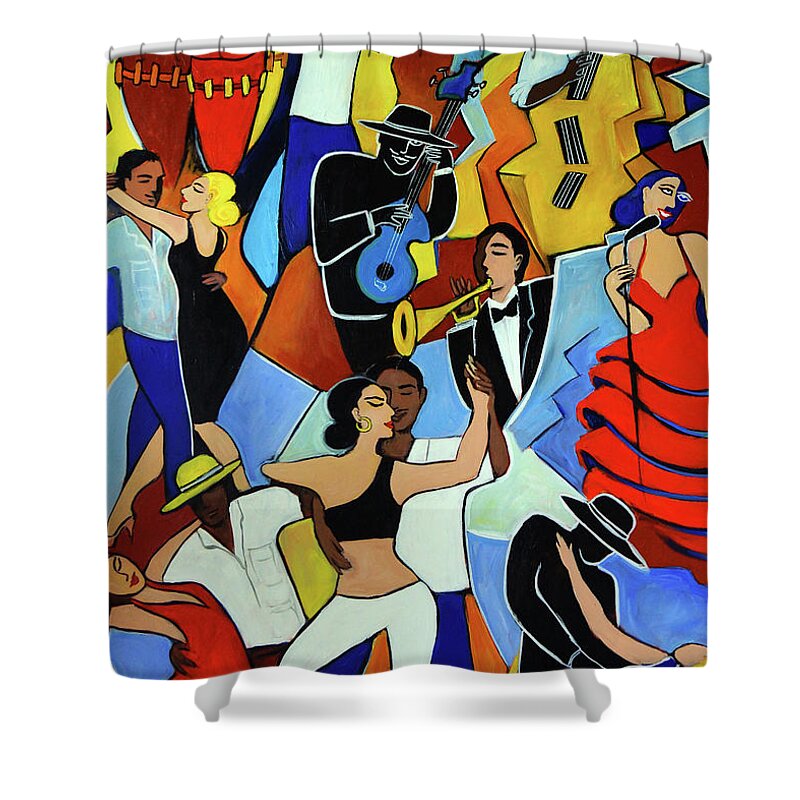 Salsa Shower Curtain featuring the painting Salsa Sauvage by Valerie Vescovi