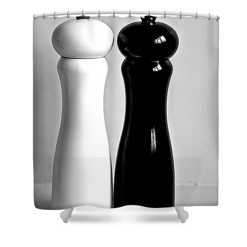 Black Color Shower Curtain featuring the photograph Salt & Pepper by Daniela White Images